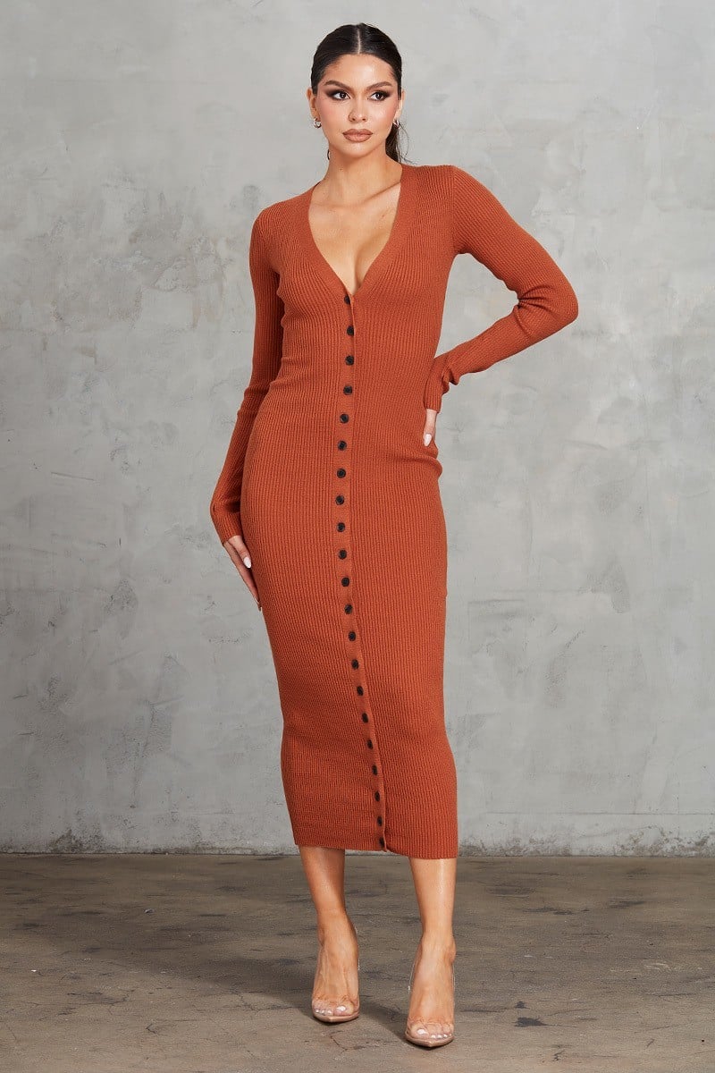 Women's Ribbed midi dress