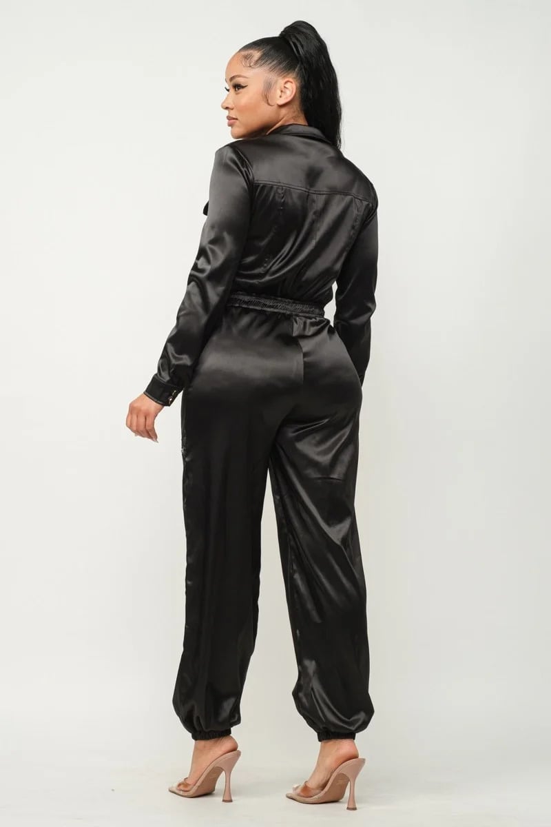 Women's Front zipper pockets top and pants jumpsuit