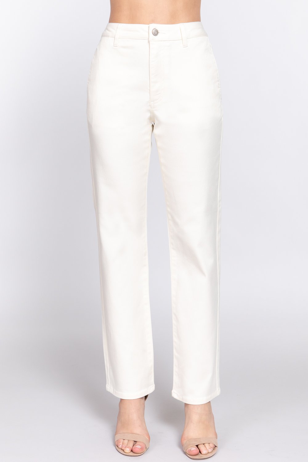 Straight fit twill long pants