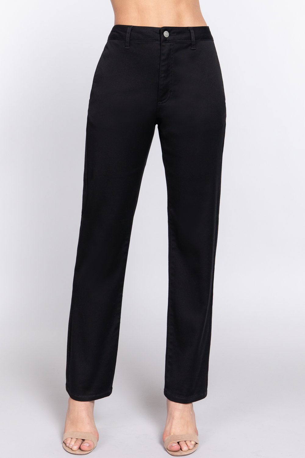 Straight fit twill long pants