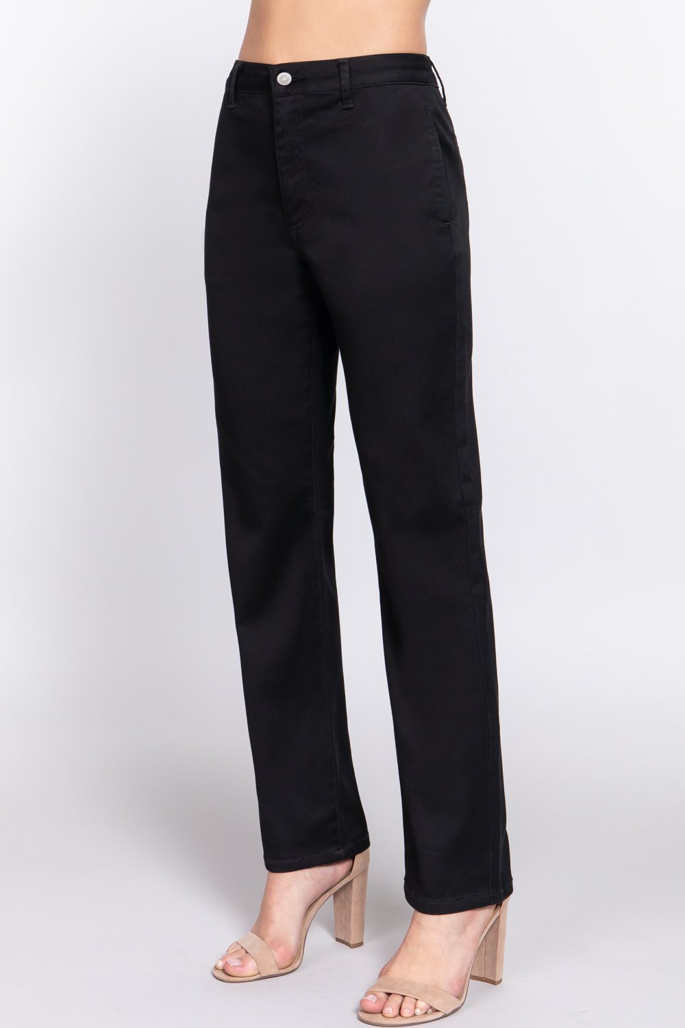 Straight fit twill long pants