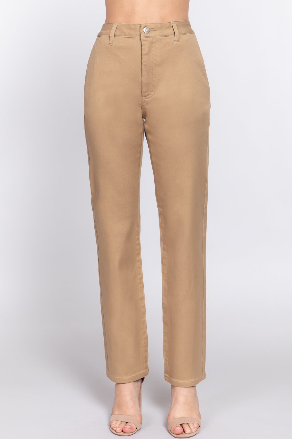 Straight fit twill long pants