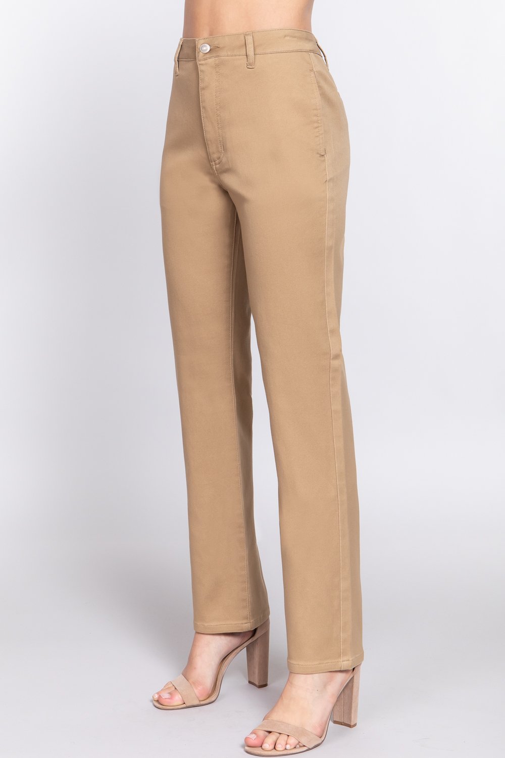 Straight fit twill long pants