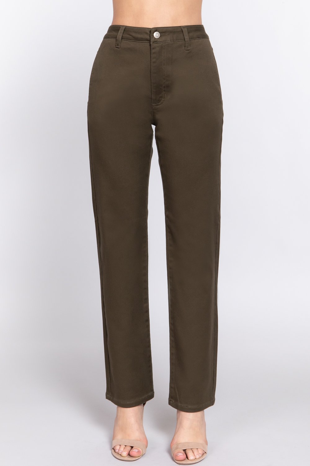 Straight fit twill long pants