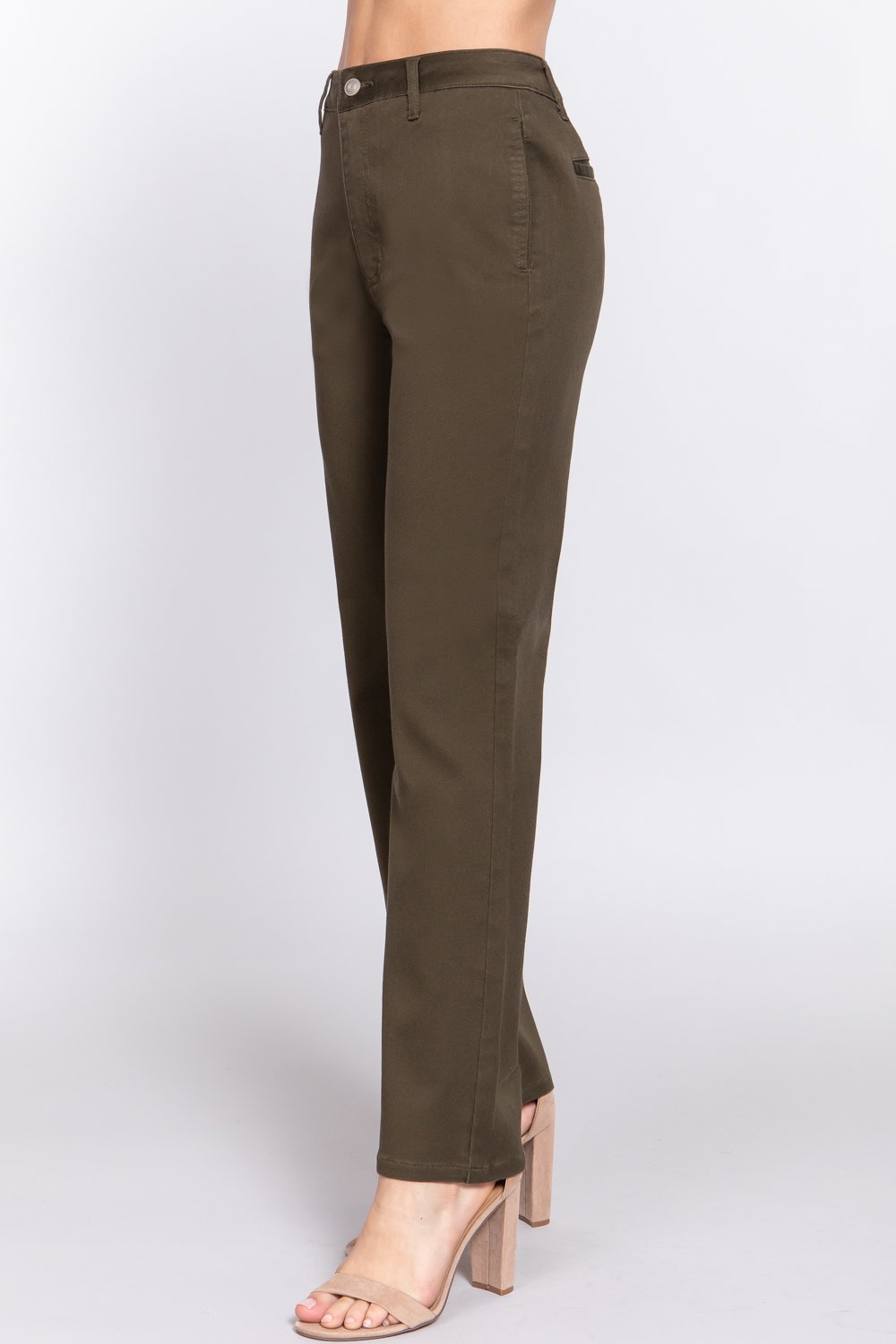 Straight fit twill long pants