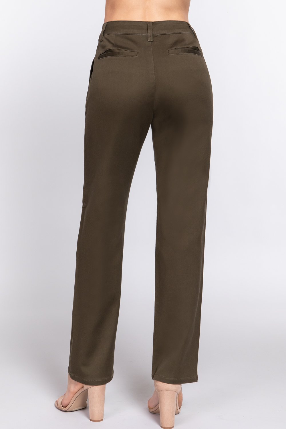 Straight fit twill long pants