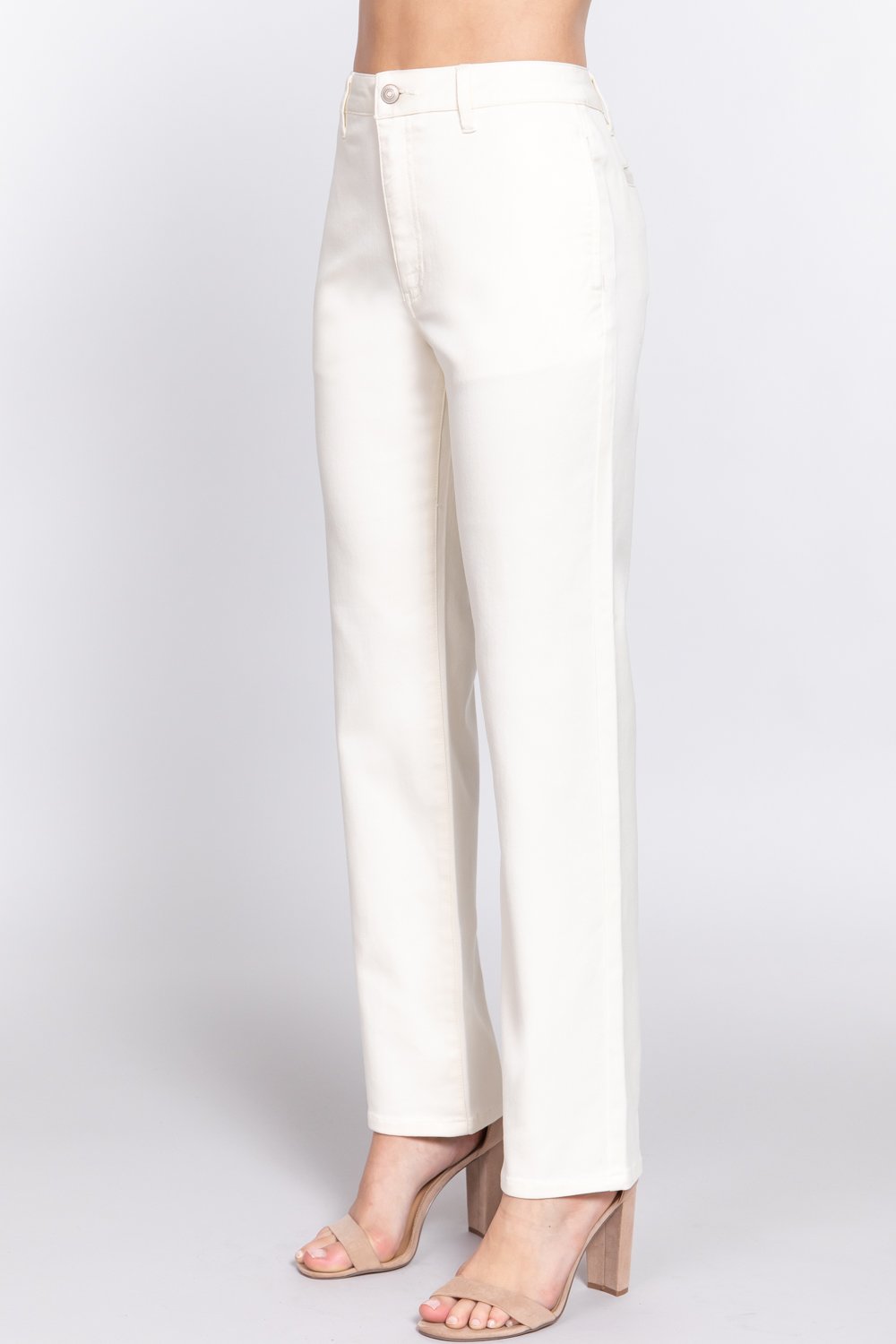 Straight fit twill long pants