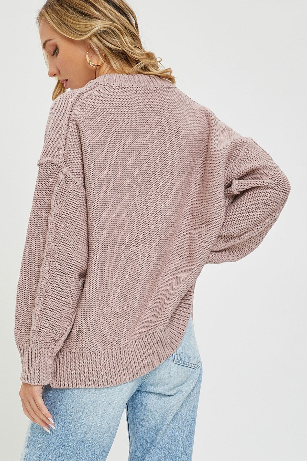 Women's V neck oversized sweater