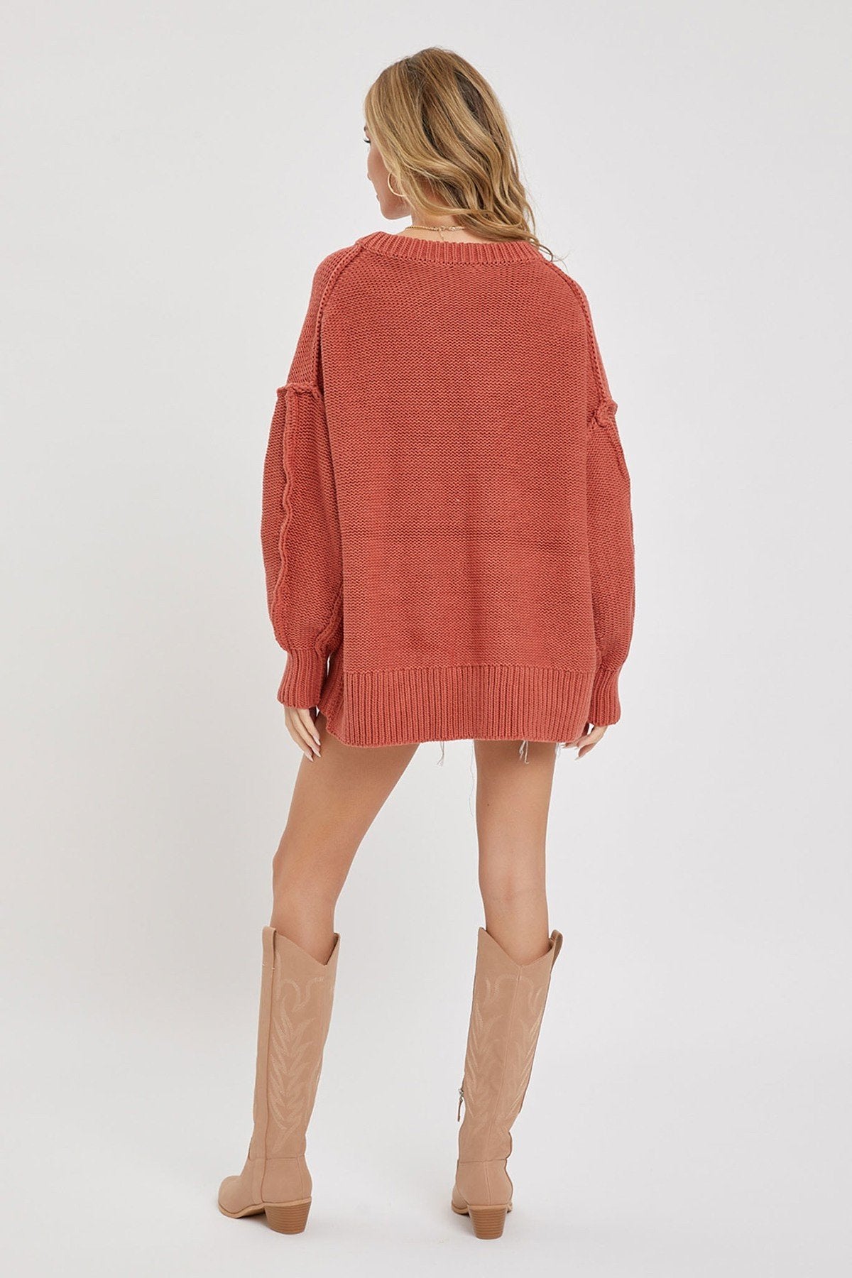 Women's V neck oversized sweater