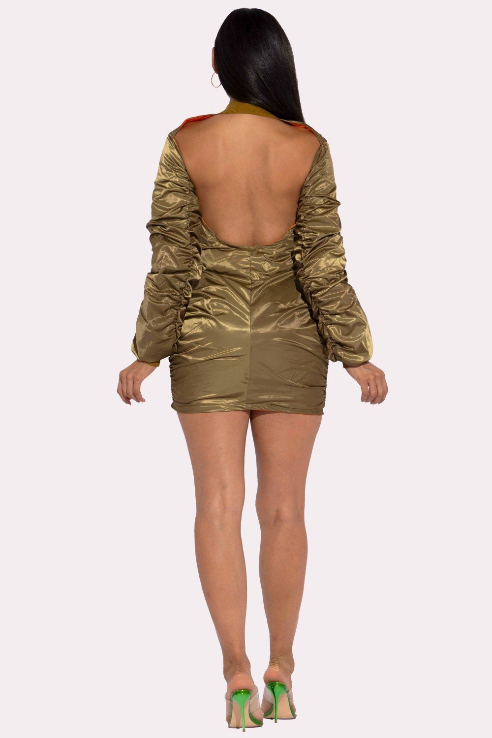 Backless bomber mini dress I