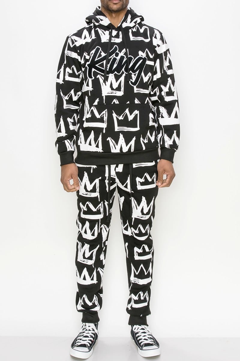 Men king Print Fleece-Lined Set