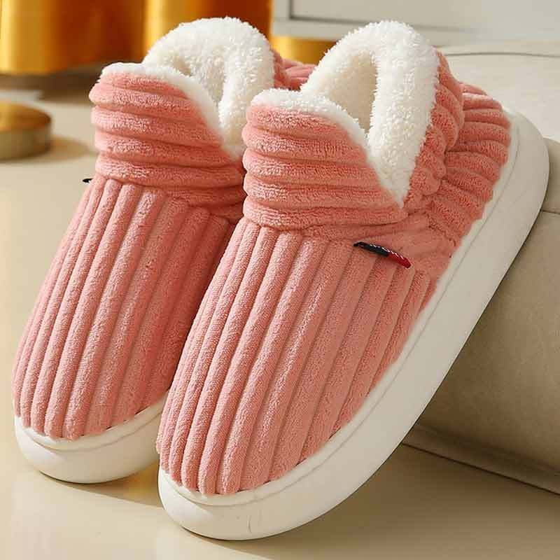 Winter bag heel cotton slippers for men with thickened soles for home couples, non slip and warm indoor and outdoor, women's old cotton shoes