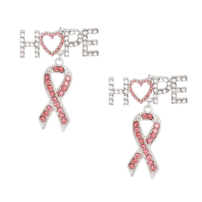 Hope Pink Ribbon Earrings Gold, Silver