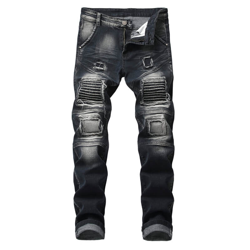 Men's Urban Straight Pants Motorcycle Jeans New Mid Waisted Jeans