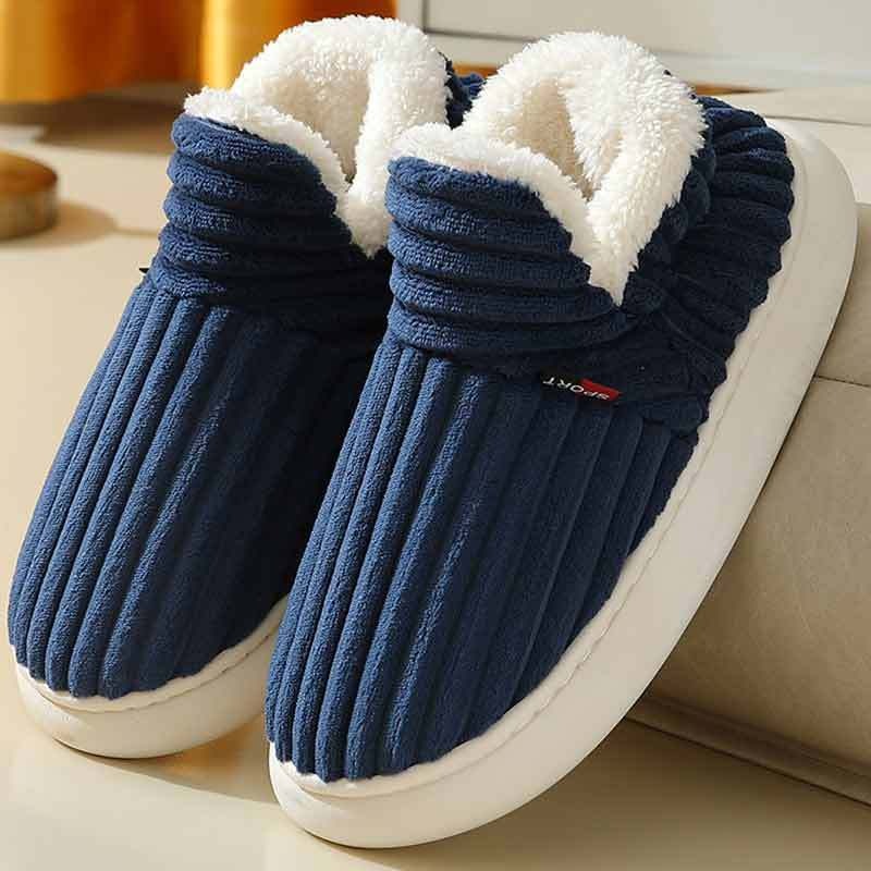 Winter bag heel cotton slippers for men with thickened soles for home couples, non slip and warm indoor and outdoor, women's old cotton shoes