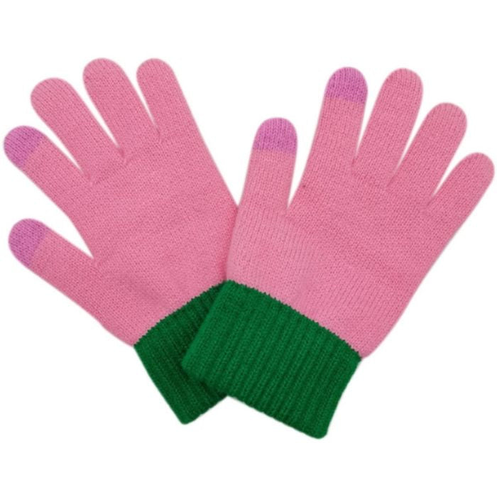 Pink with Green Stripe Gloves