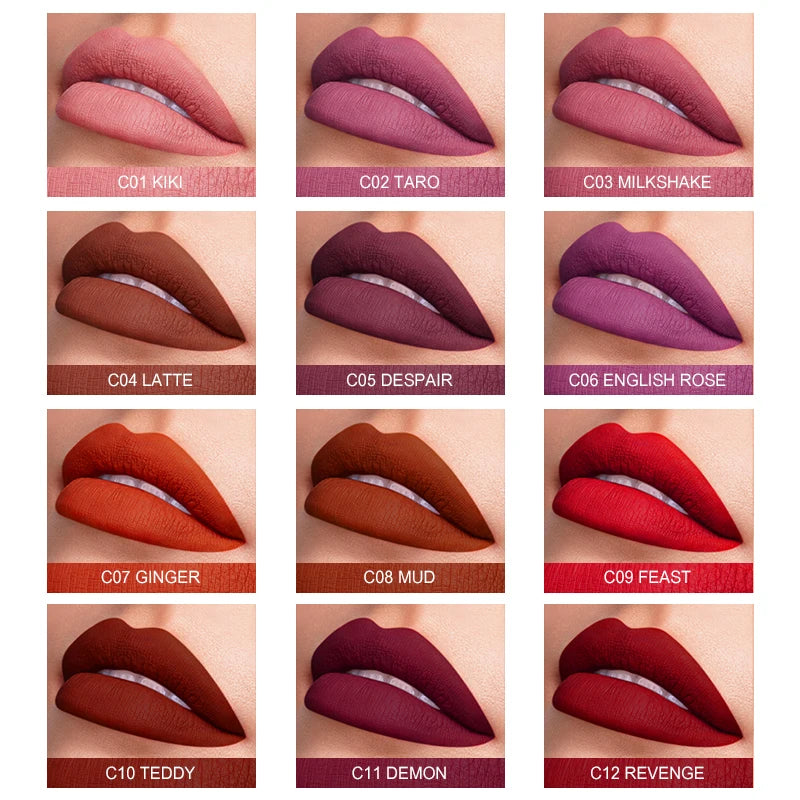 IMAGIC Waterproof Lip Gloss Matte Liquid Lipstick Matte Lipstick Lipkit Cosmetics Makeup Nude 12color