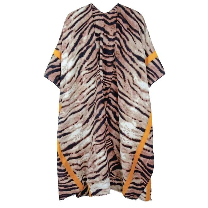 Orange Stripe Tiger Cozy Kimono