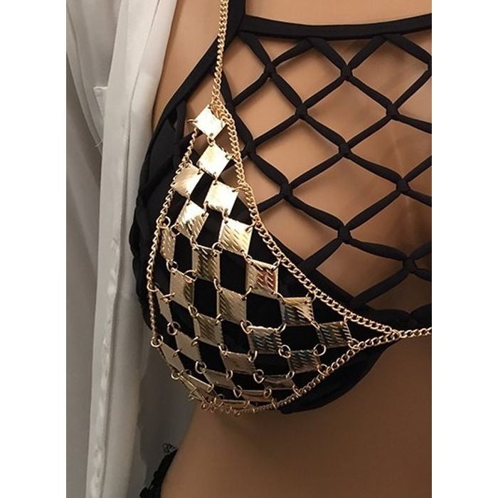 Gold Diamond Chain Link Bra