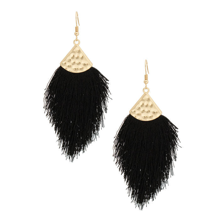 Brown Silk Tassel Fish Hook Earrings