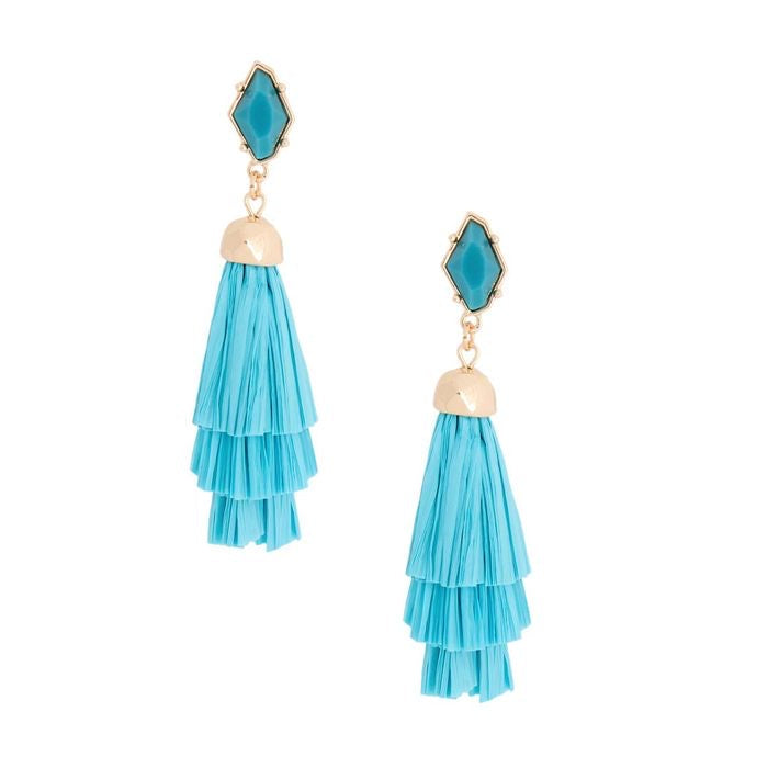 Raffia Stacked Tassel Earrings