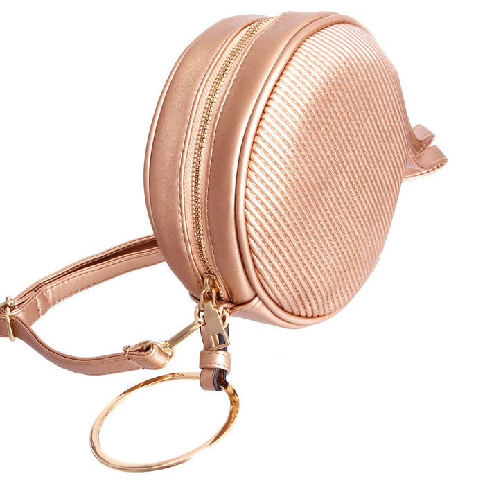 Ribbed Circle Crossbody Wristlet