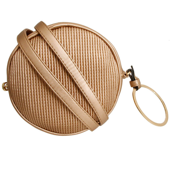 Ribbed Circle Crossbody Wristlet