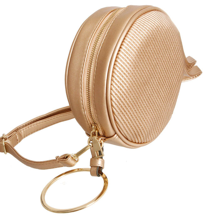 Ribbed Circle Crossbody Wristlet