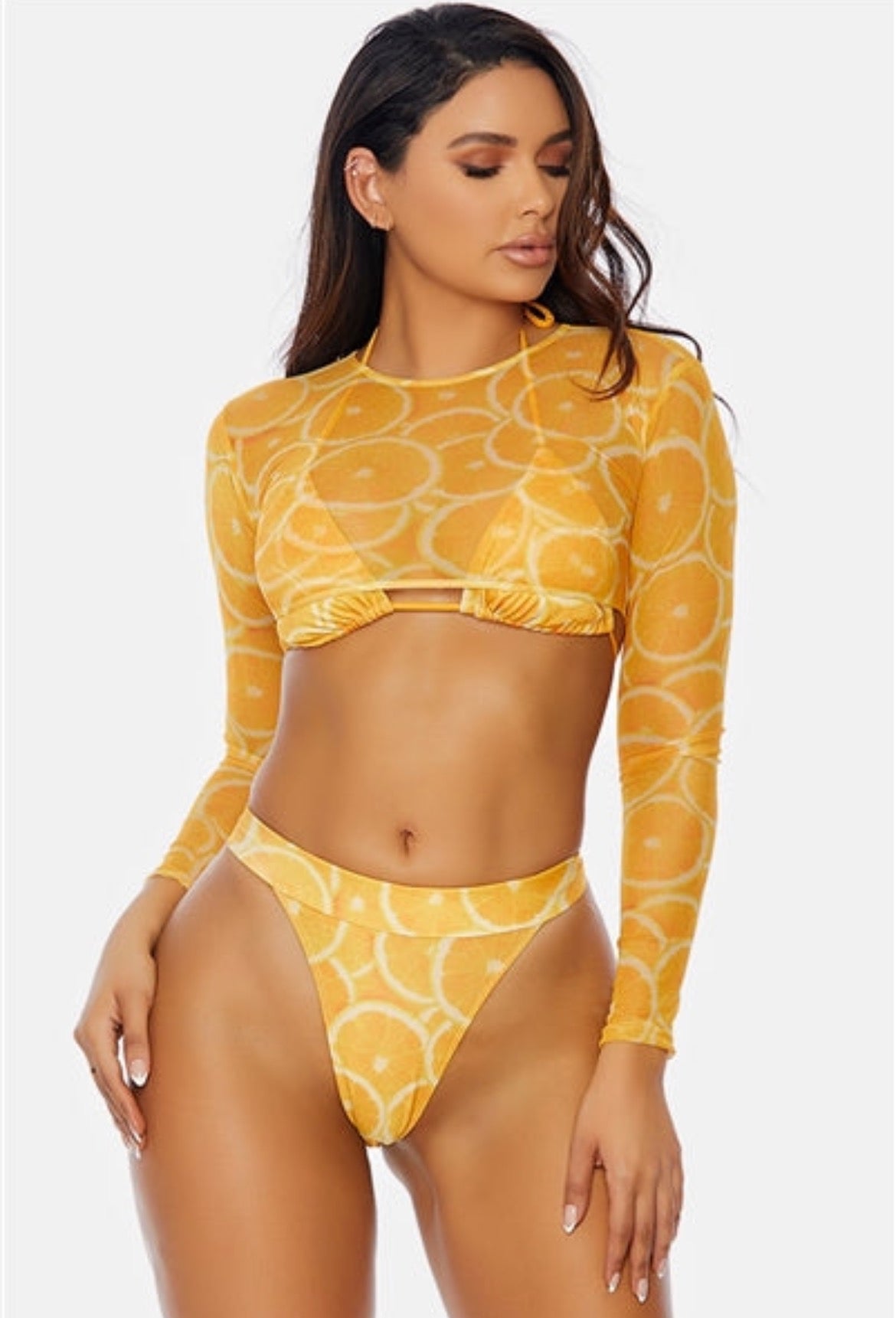 Mimosa Yellow Orange Acupulco Mesh Bolero Swimwear Top