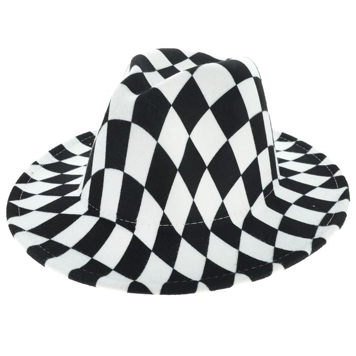 Black White Checkerboard Fedora