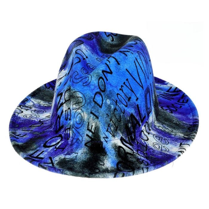 Blue Graffiti Tie Dye Fedora