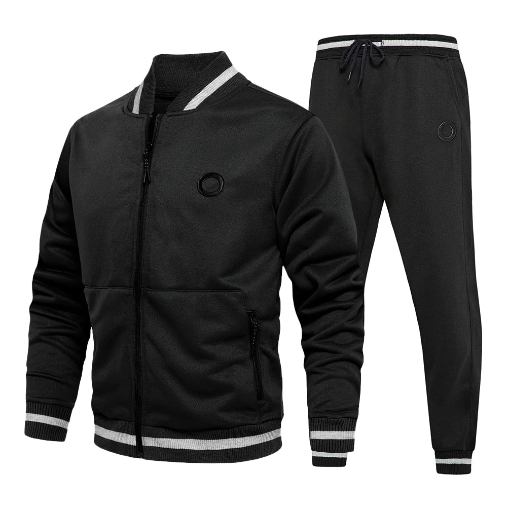 Men's Fall Winter Sports Loose Cardigan Zipper Jacket Joggers Two-Piece Set