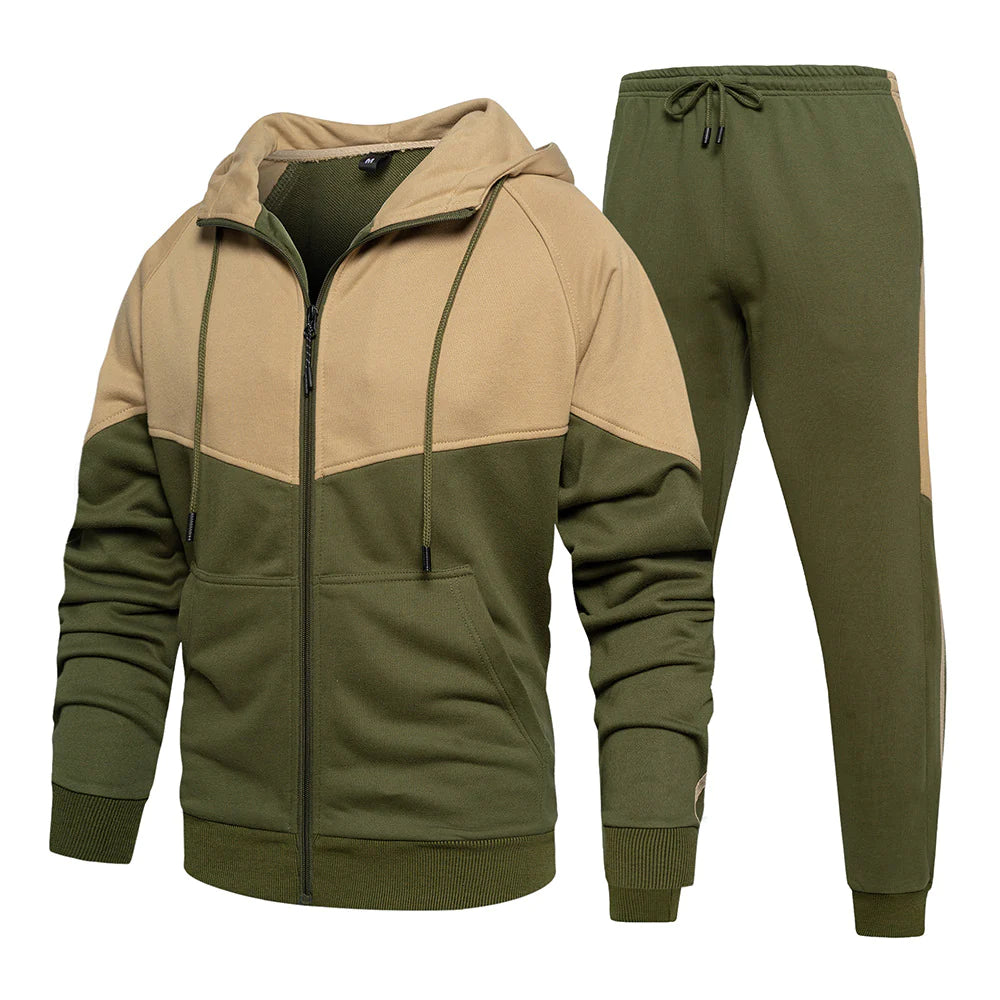 Men's Fall Winter Casual Sports Cardigan Hooded Joggers Two Piece Set