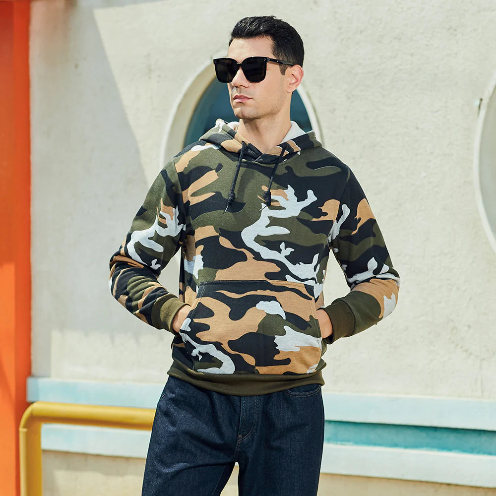 Men's Casual Camouflage Pattern Long-Sleeved Hoodies