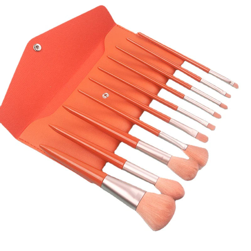 Soft Makeup Brushes 10pcs Pu Pack Nylon Plastic Handle