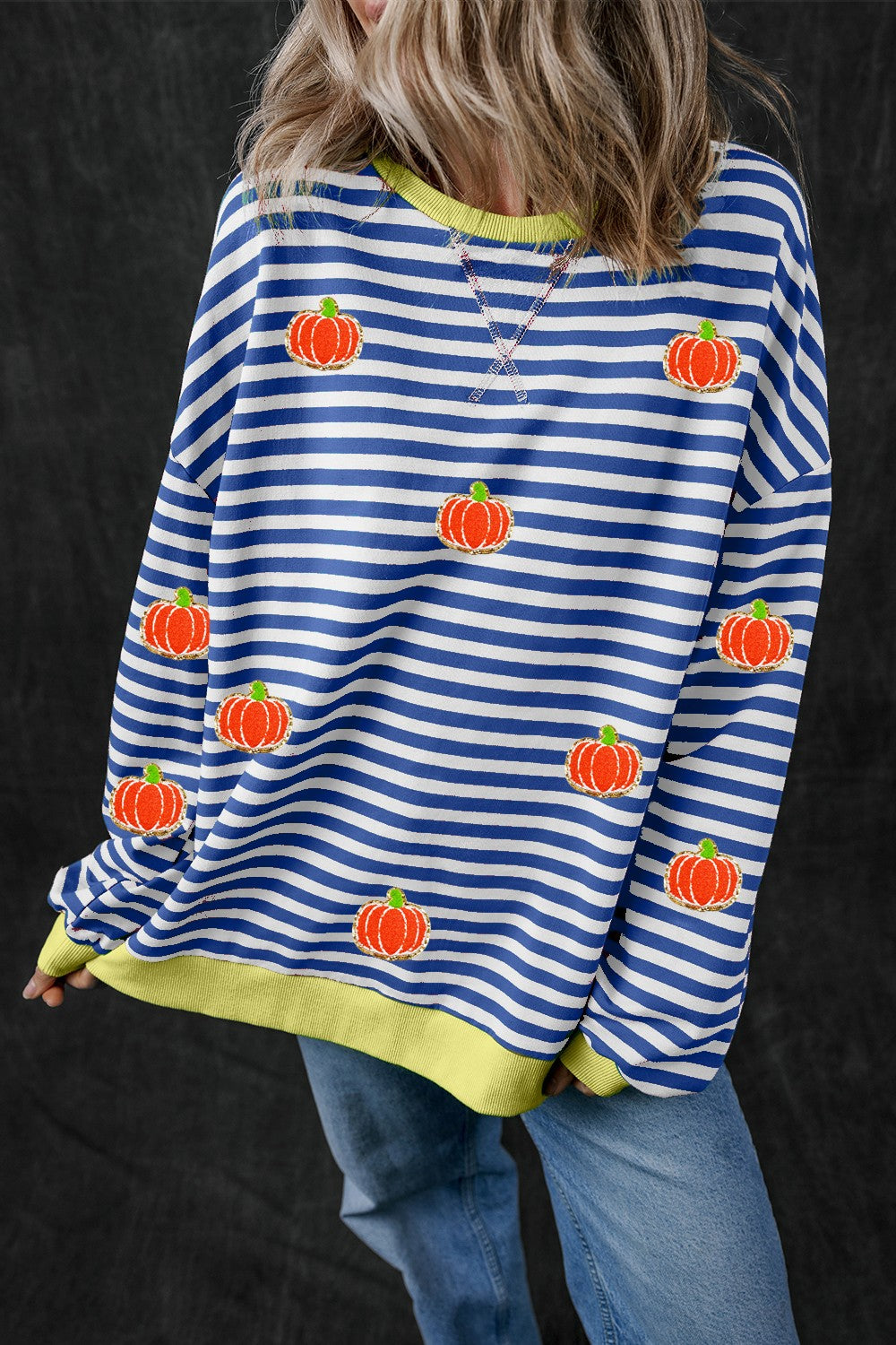 Pumpkin Striped Long Sleeve Sweatshirt