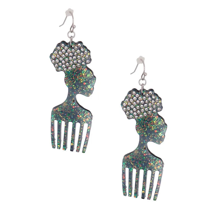 Glitter Hair Pick Earrings