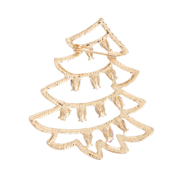 Brooch Xmas Tree Bling Pin for Women