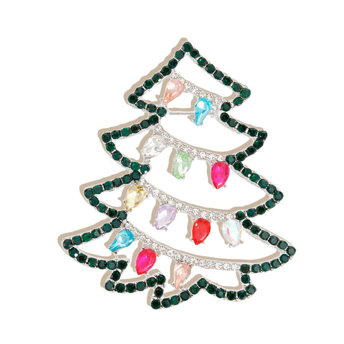 Brooch Xmas Tree Bling Pin for Women