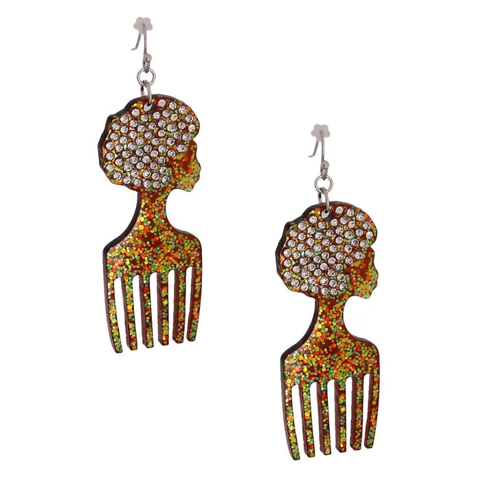 Glitter Hair Pick Earrings