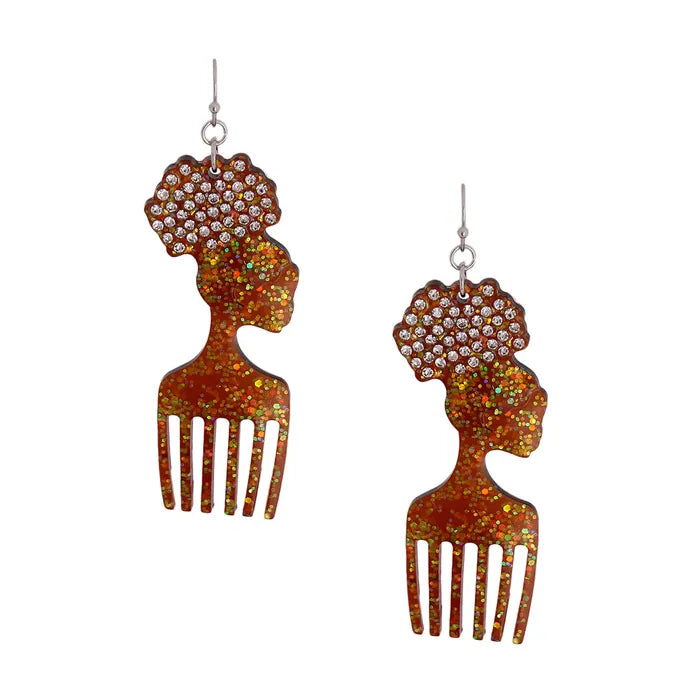 Glitter Hair Pick Earrings