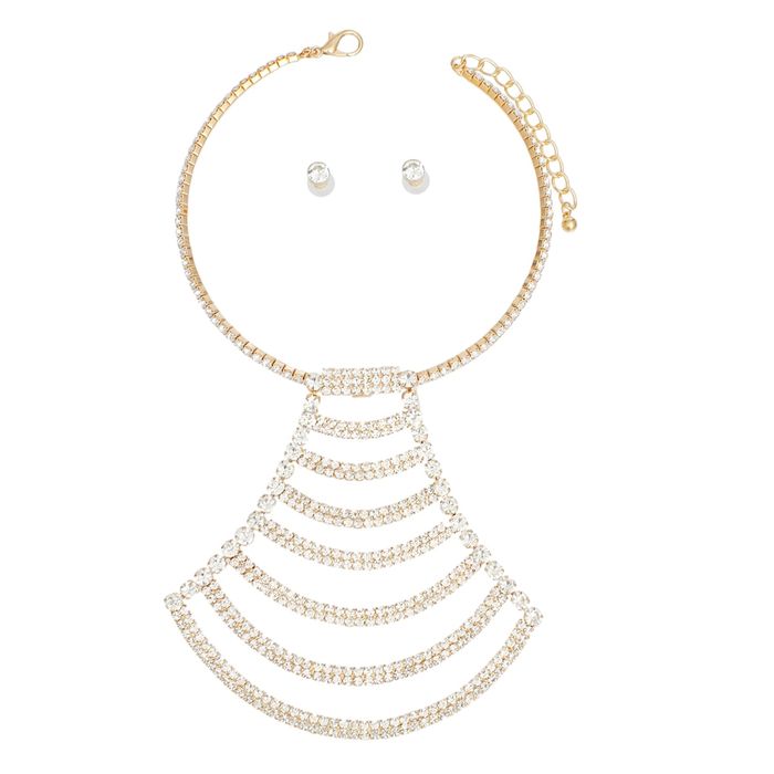 Choker Pave Draped Pendant Set for Women