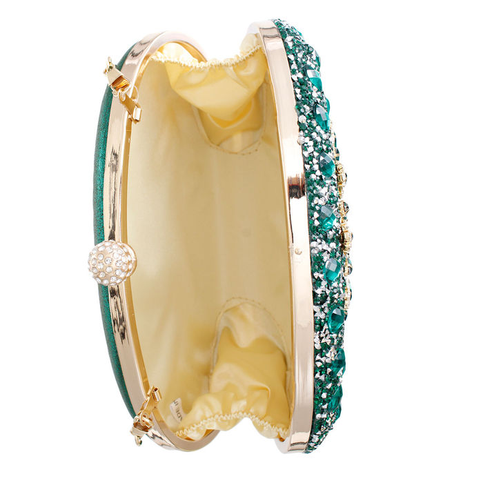 Clutch Green Crystal Hard Case Clutch for Women