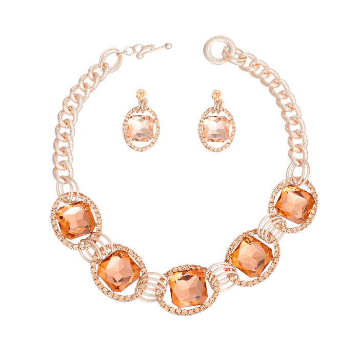 Crystal Necklace Linked Set for Women