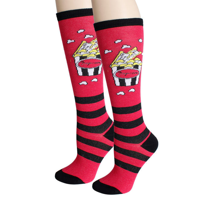 Women's Crew Socks White Popcorn Stripe