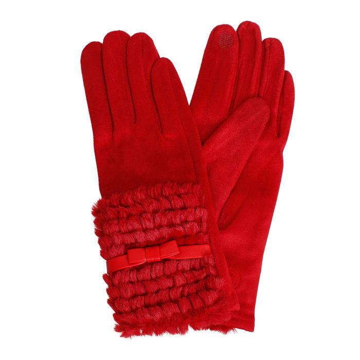 Gloves Ribbon Fur Winter Gloves for Women