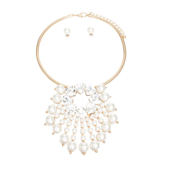 Collar and Sunburst Pearl Necklace