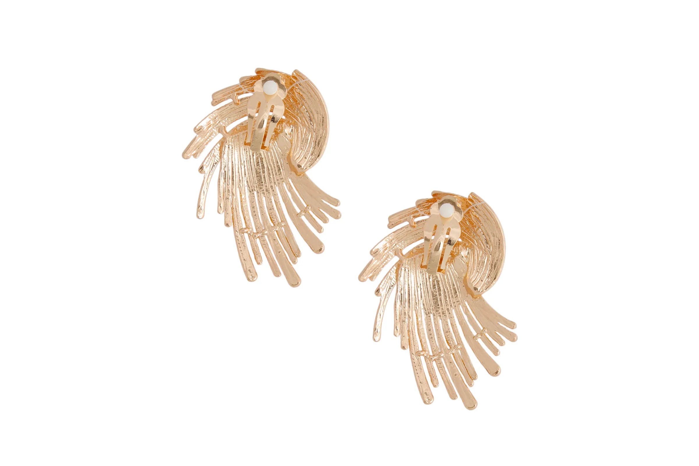 Gold Metal Rope Clip Ons Earrings