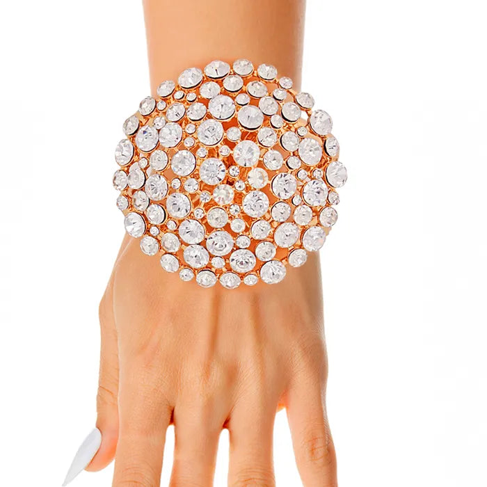 Rhinestone Dome Cluster Cuff