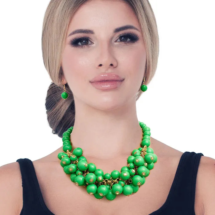 Ball Bead Cluster Collar Set